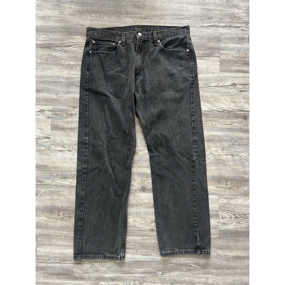 Levi's 505 Regular Fit Men's Black Denim Jeans Y2K Faded WorkWear Measured 36X28